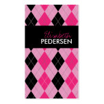 Pink and Black Argyle Business Cards