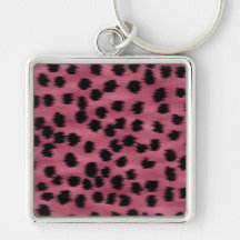 Pink and Black Cheetah Print Pattern. Keychain