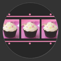 Pink and Black Cupcake Business Products stickers