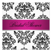 Pink and Black Damask Bridal Shower Custom Invitation