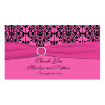 Pink and Black Damask Wedding Favour Tag Business Card Templates