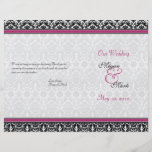 Pink and Black Damask Wedding Program Personalised Flyer