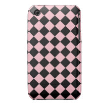 Pink and Black Diagonal Chequerboard Design