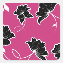 Pink and Black Floral Print Sticker
