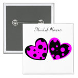 Pink And Black Hearts Button