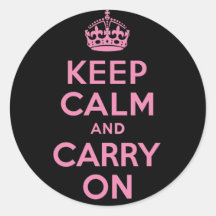 Pink and Black Keep Calm And Carry On Sticker