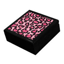 Pink and Black Leopard Print Pattern. Keepsake Boxes
