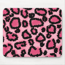 Pink and Black Leopard Print Pattern. Mouse Pads