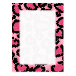 Pink and Black Leopard Print Pattern. Postcards