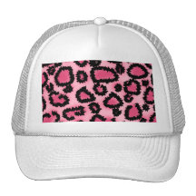 Pink and Black Leopard Print Pattern. Trucker Hats