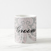 pink and black ornate fleur chic damask coffee mug