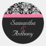 Pink and Black Passion Matching Envelope Seal Round Stickers