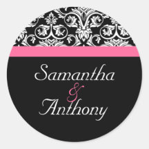 Pink and Black Passion Matching Envelope Seal Round Stickers