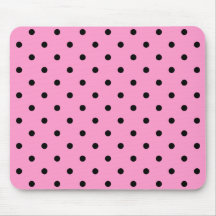 Pink and Black Polka Dot Pattern. Mouse Pad