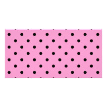 Pink and Black Polka Dot Pattern. Picture Card