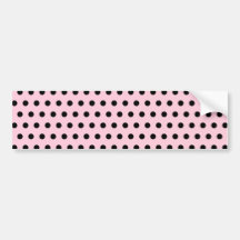 Pink and Black Polka Dot Pattern. Spotty. Bumper Sticker