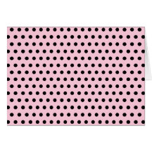 Pink and Black Polka Dot Pattern. Spotty. Greeting Card