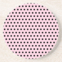 Pink and Black Polka Dot Pattern. Spotty. Beverage Coasters