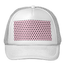 Pink and Black Polka Dot Pattern. Spotty. Trucker Hats