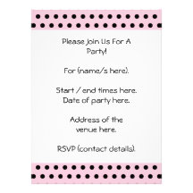 Pink and Black Polka Dot Pattern. Spotty. Personalized Invitation