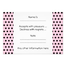 Pink and Black Polka Dot Pattern. Spotty. Personalized Invite