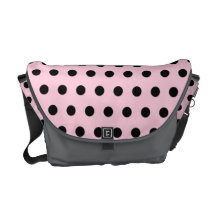 Pink and Black Polka Dot Pattern. Spotty. Commuter Bags