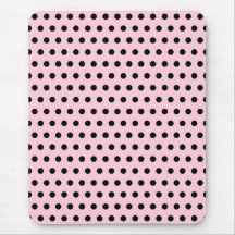 Pink and Black Polka Dot Pattern. Spotty. Mousepad