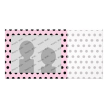 Pink and Black Polka Dot Pattern. Spotty. Personalized Photo Card