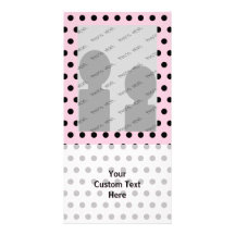 Pink and Black Polka Dot Pattern. Spotty. Custom Photo Card