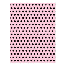 Pink and Black Polka Dot Pattern. Spotty. Postcards