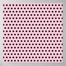 Pink and Black Polka Dot Pattern. Spotty. Poster
