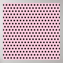 Pink and Black Polka Dot Pattern. Spotty. Poster