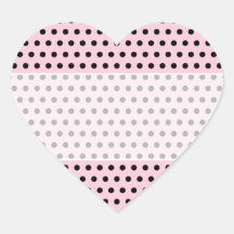 Pink and Black Polka Dot Pattern. Spotty. Heart Sticker