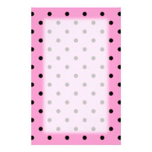 Pink and Black Polka Dot Pattern. Personalized Stationery