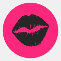 Pink and Black Smooch Stickers