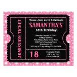 Pink and Black Ticket Invitation, Any Age