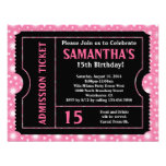 Pink and Black Ticket Invitation, Any Age