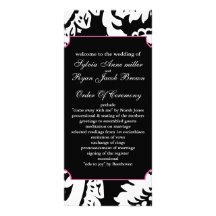 pink and black Wedding program Rack Card Design