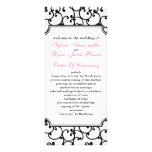 pink and black Wedding program Full Color Rack Card