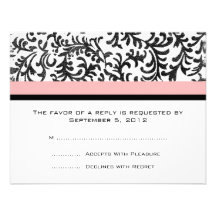 Pink and Black Wedding RSVP Custom Announcements
