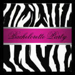 Pink and Black Zebra Bachelorette Party invitations