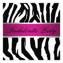 Pink and Black Zebra Bachelorette Party Custom Invitations