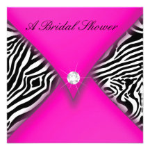 Pink and Black Zebra Bridal Shower Personalised Invitation