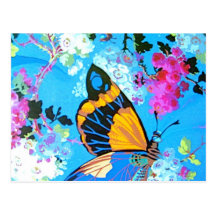Pink and Blue Butterfly Post Cards