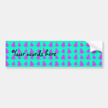 Pink and blue christmas trees pattern bumper sticker