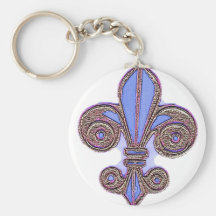 Pink and Blue Fleur de Lys Keychains