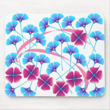 Pink and Blue Flowers Mousepads
