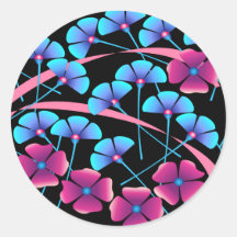 Pink and Blue Flowers Stickers