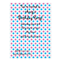 Pink and blue polka dots custom announcement