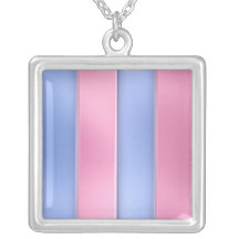 Pink and Blue Stripes Personalised Necklace